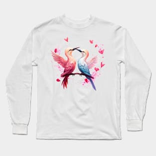 Valentine Kissing Gannet Bird Couple Long Sleeve T-Shirt